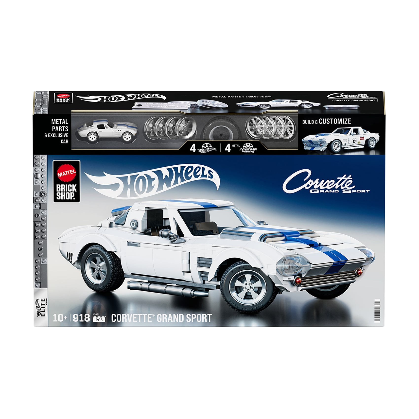 Колекційна машинка-конструктор Hot Wheels Brick Shop Elite Corvette, від 10 років, 918 деталей (JGR31)
